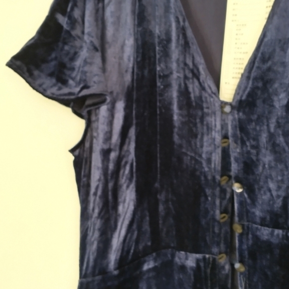 90"s Huzhou Blue Velvet Japanese Maxi Dress Fairycore Grunge 90s Y2K Medium - Picture 7 of 14